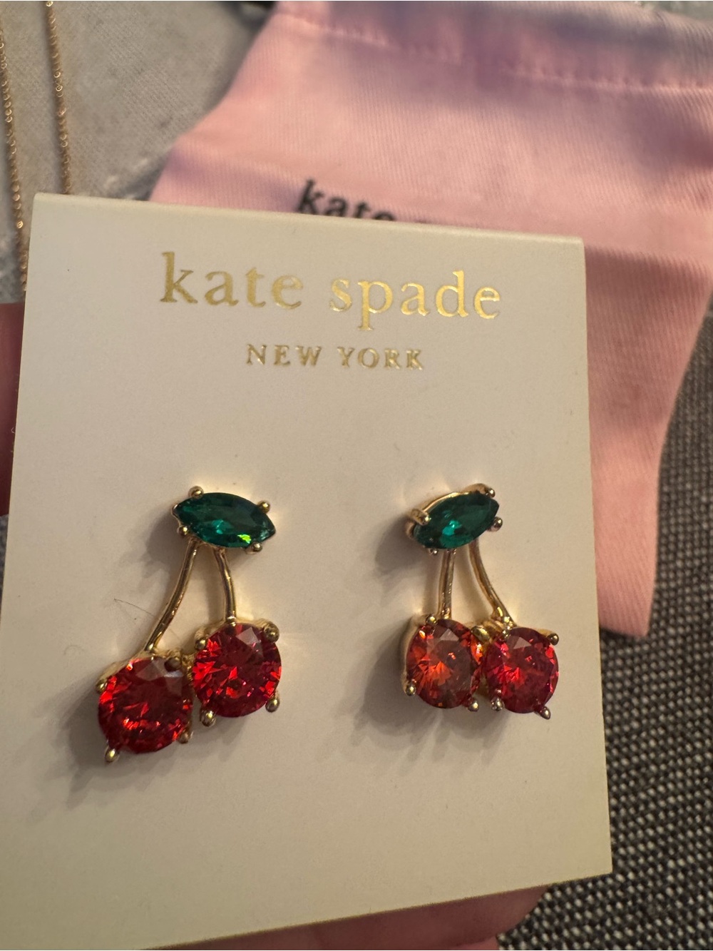 Kate Spade New York Ma Cherie Cherry Mini Pendant Necklace & Earrings - Picture 2 of 7